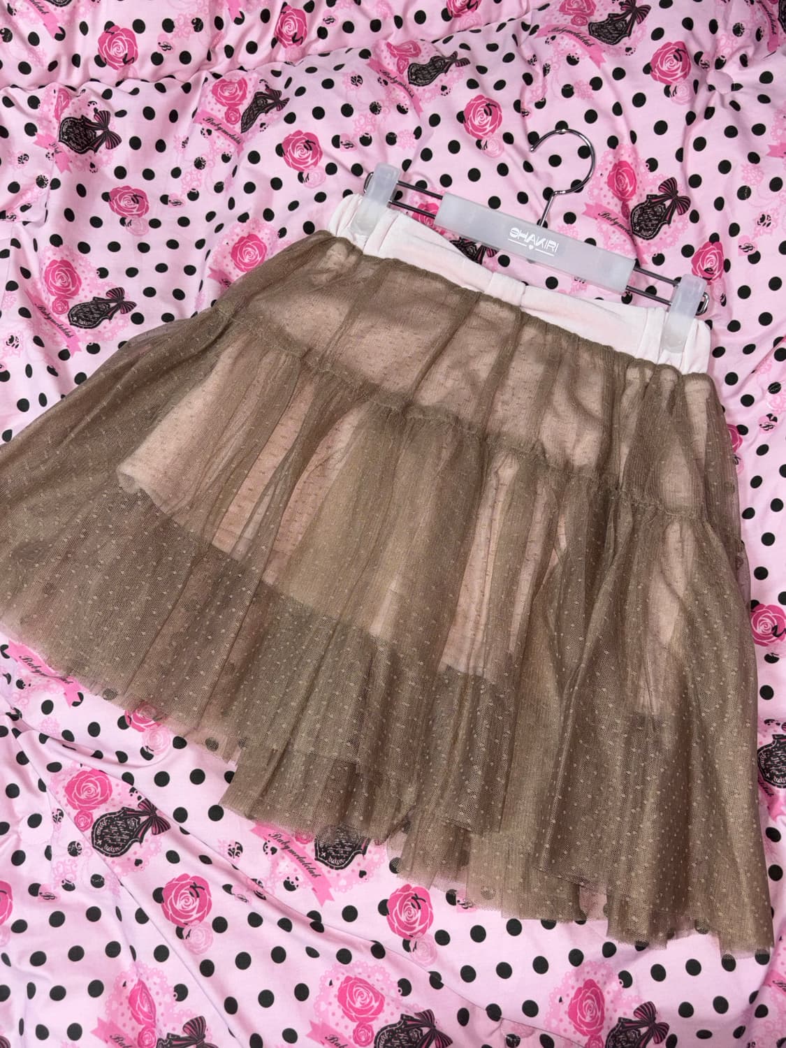 (새상품)샤키리 리본 투웨이 튜튜 스커트 브라운 상품이미지1