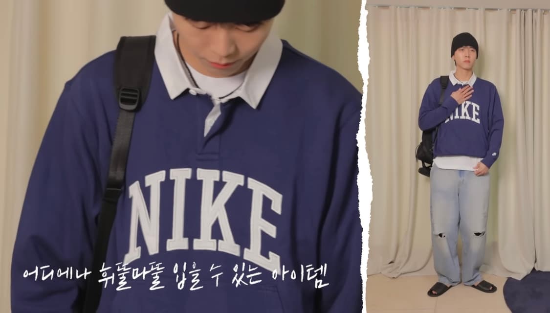 [XL] 주우재 착용 나이키 클럽 HBR 폴로 플리스 네이비 럭비티 상품이미지8