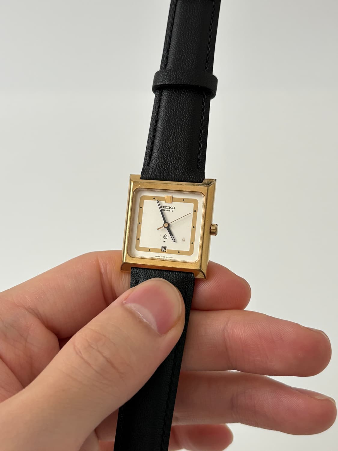 80s white dial gold mini tank quartz 상품이미지2