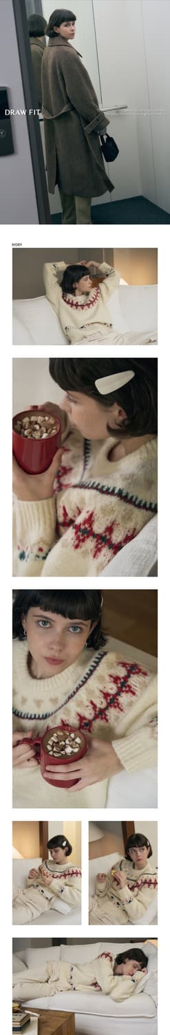 드로우핏 펜스 노르딕 풀오버 니트 (아이보리 M) 상품이미지2
