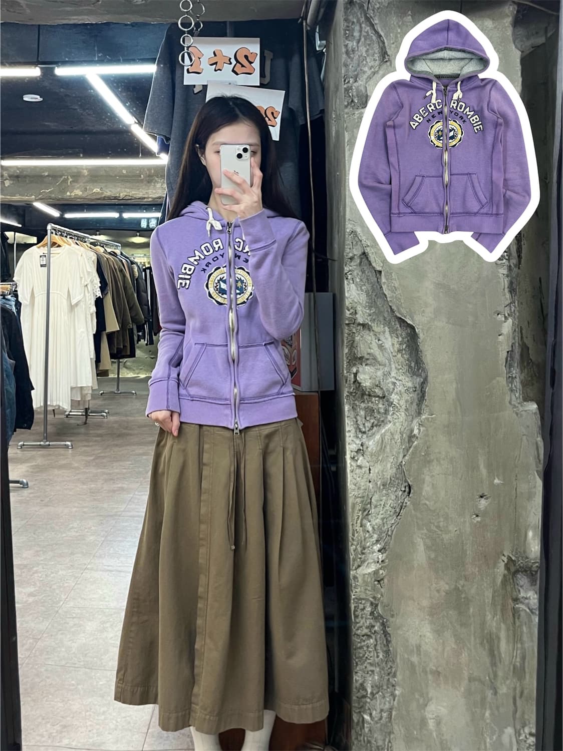 아베크롬비 기모 후드집업 라이트퍼플 S #csz4146 상품이미지1