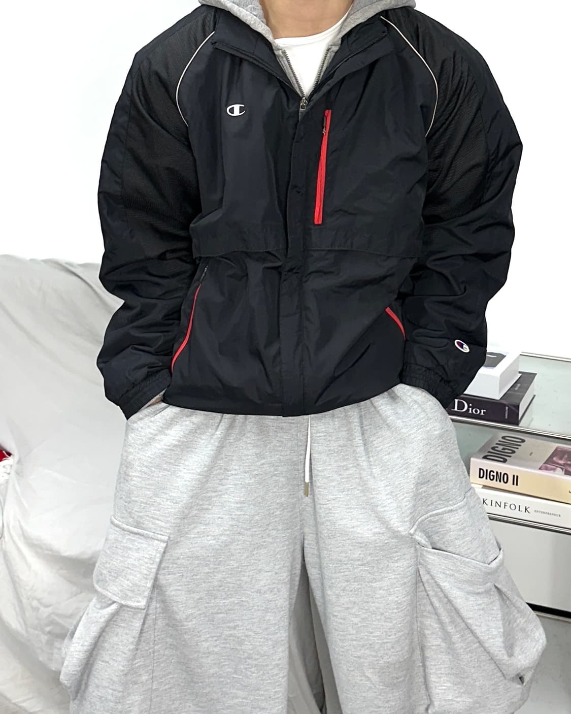 챔피온 블랙 바람막이 점퍼 XL 상품이미지1