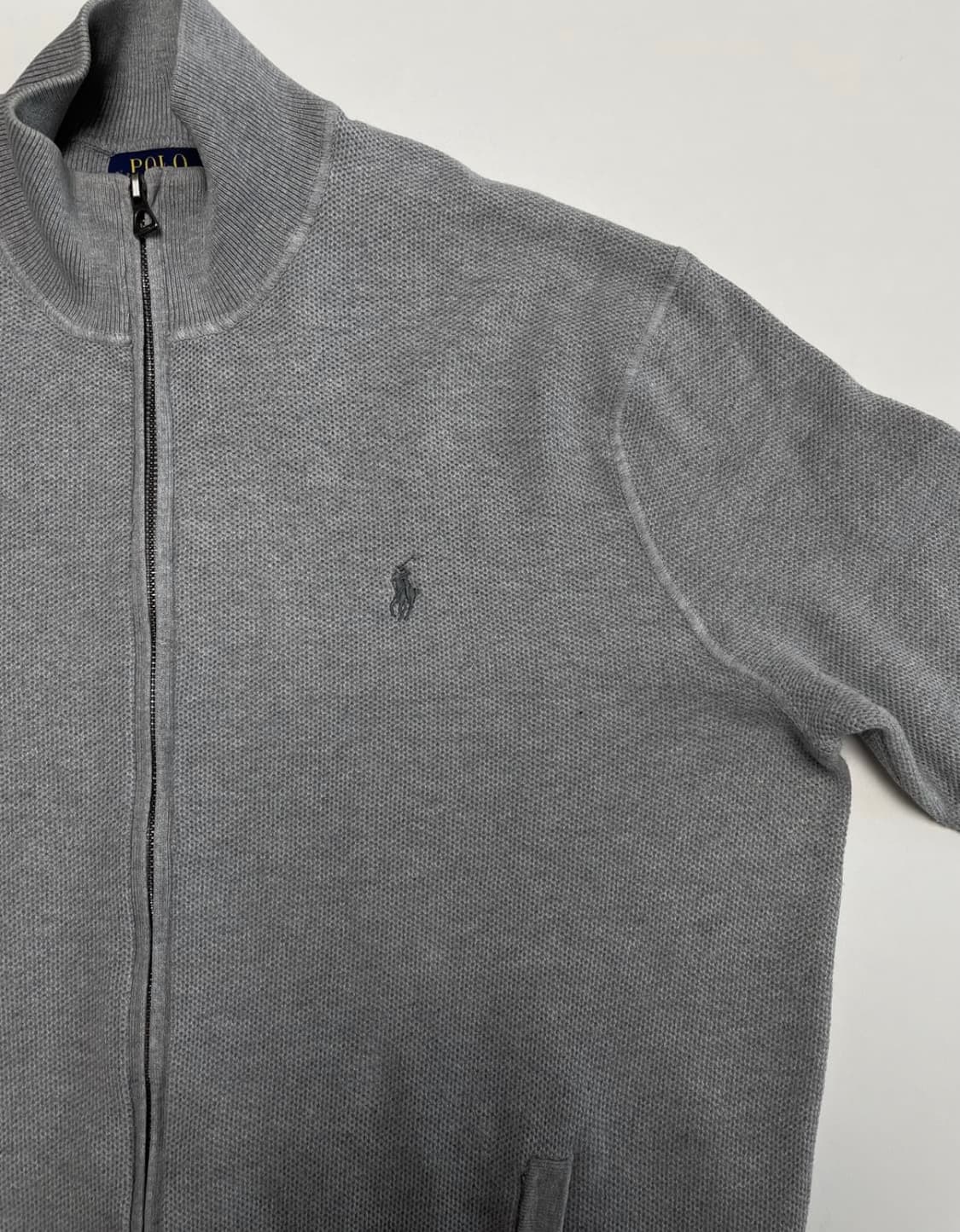 폴로 니트 집업 가디건 그레이 XL 상품이미지3