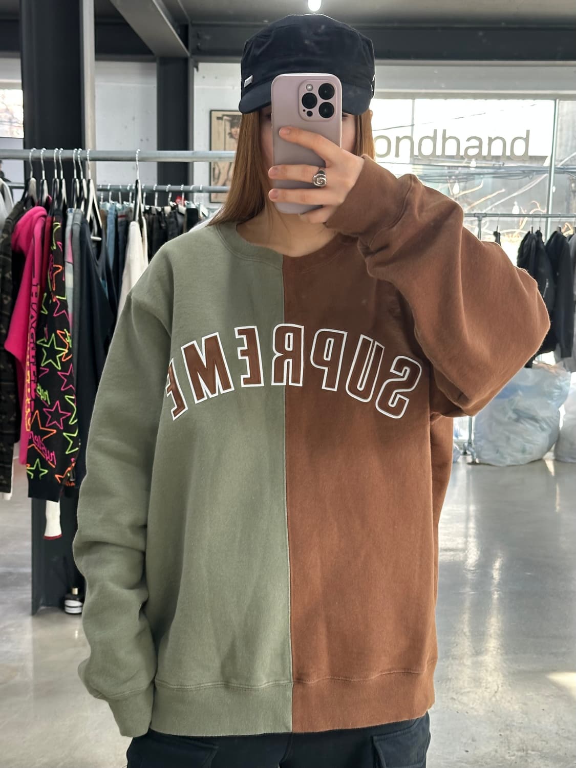 슈프림 18FW 스플릿 크루넥 스웨트셔츠 카키브라운 상품이미지5