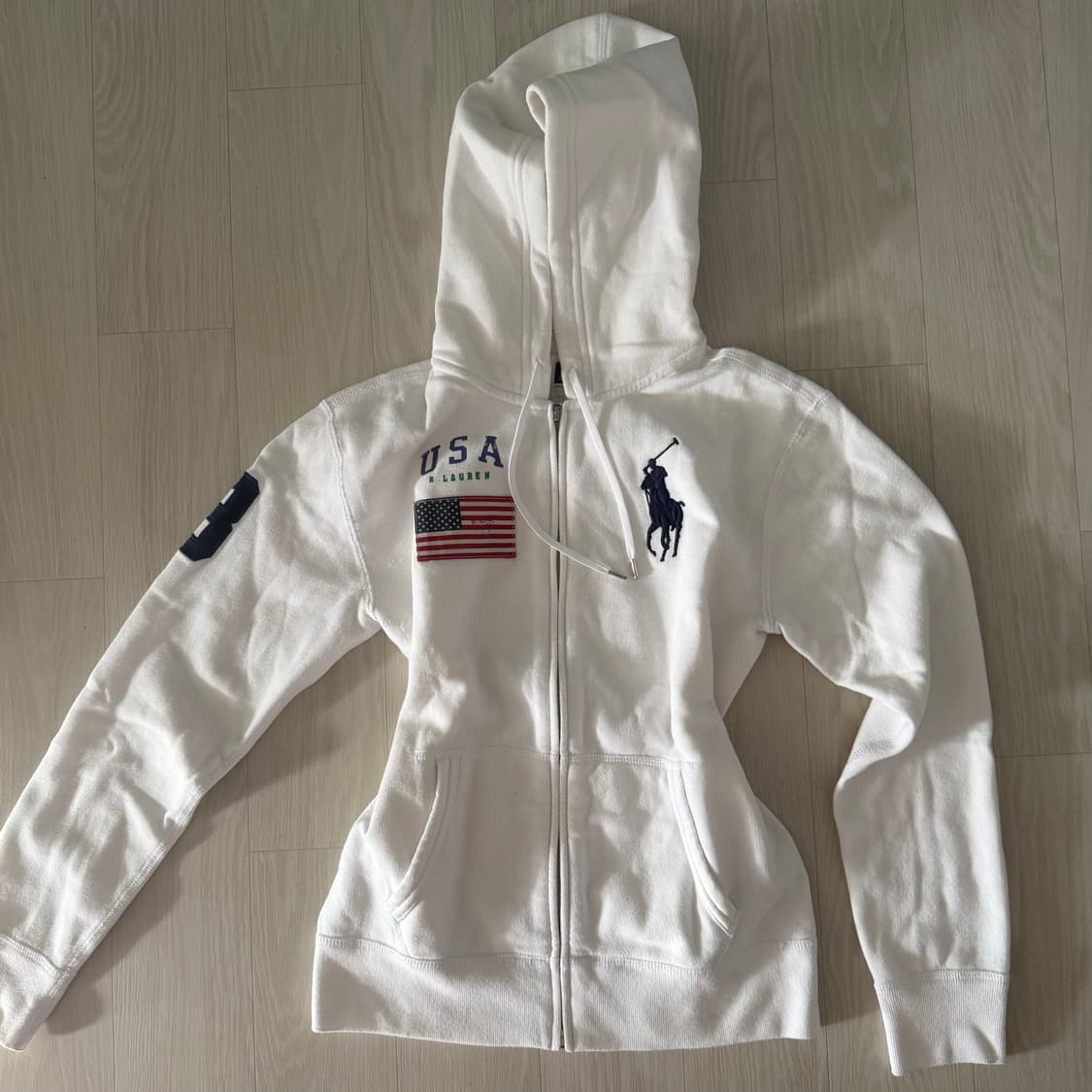 대장 폴로 랄프로렌 빅포니 성조기 USA 화이트 희귀 후드집업 상품이미지2