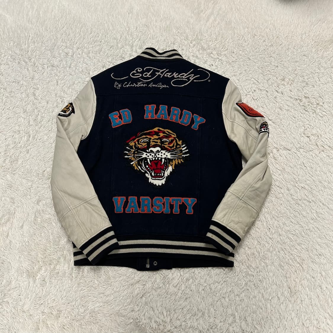 Ed Hardy Leather Sleeve Varsity Jacket 상품이미지5