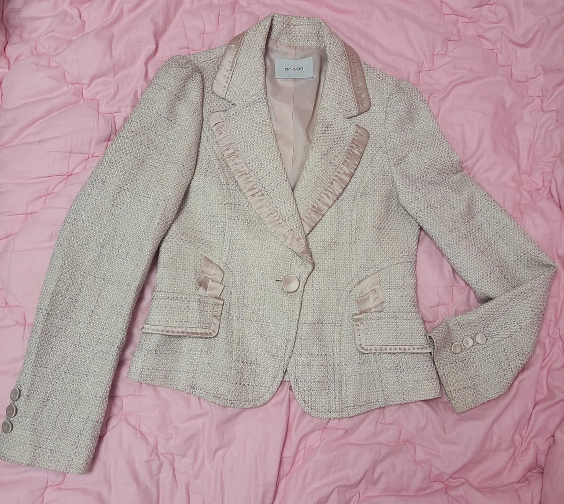 급처상태좋음!온앤온 딸기우유핑크 트위드 공주 자켓 레니본st리즈리사st 상품이미지1