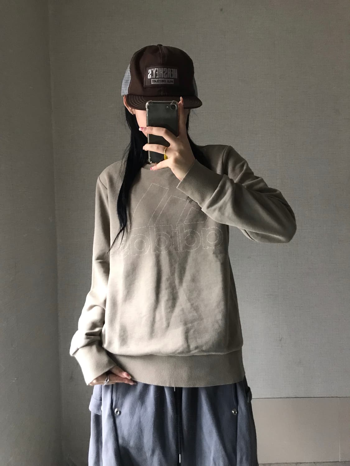 아디다스 카키 빅로고 맨투맨 상품이미지2