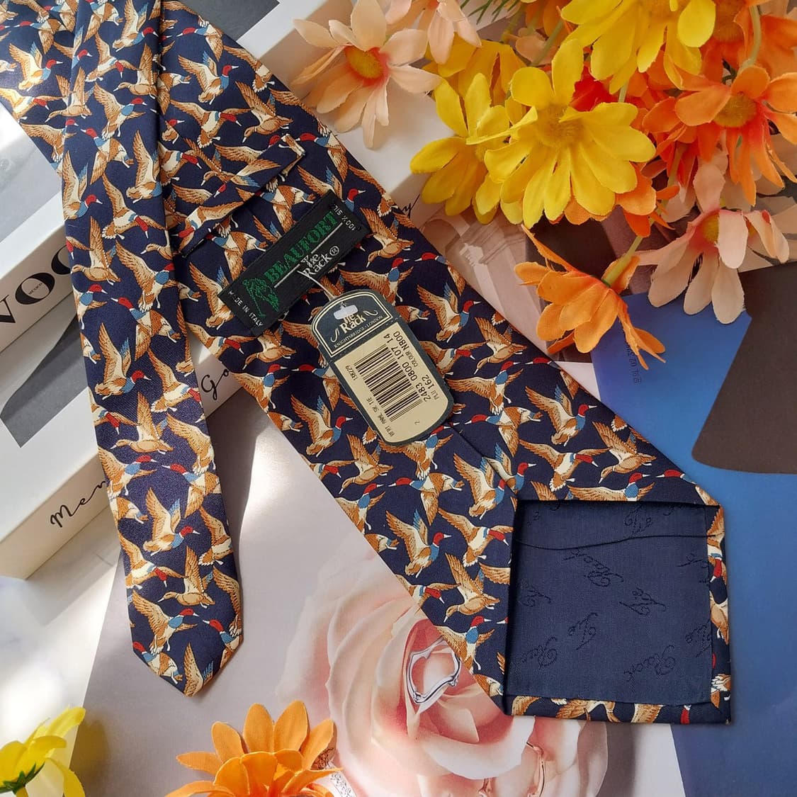 타이렉 넥타이 네이비 오리 모티브 새제품 9.7cm  K2602 상품이미지5