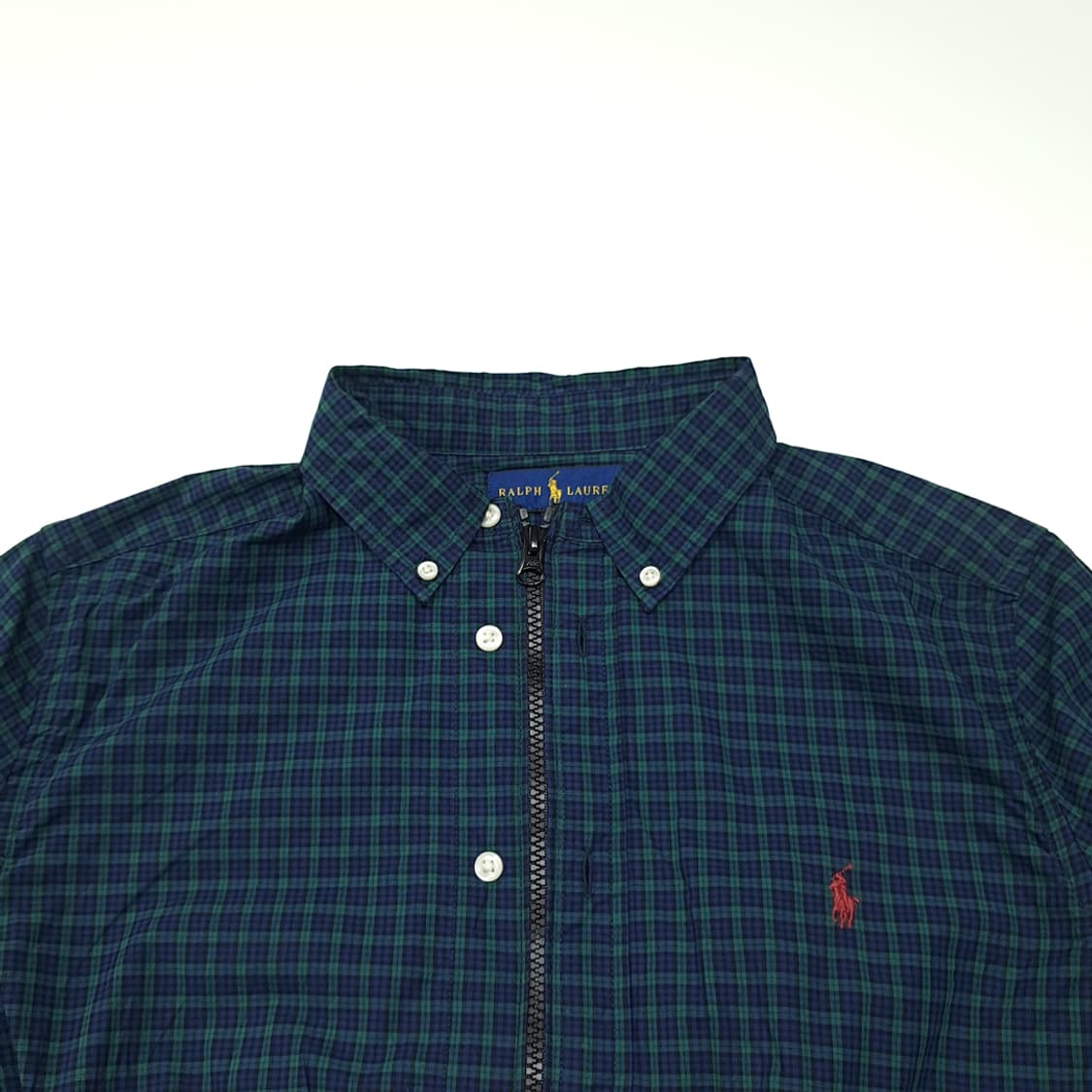 CL748 폴로 90s 리메이크 블랙워치 타탄체크 크롭 집업 셔츠 상품이미지2