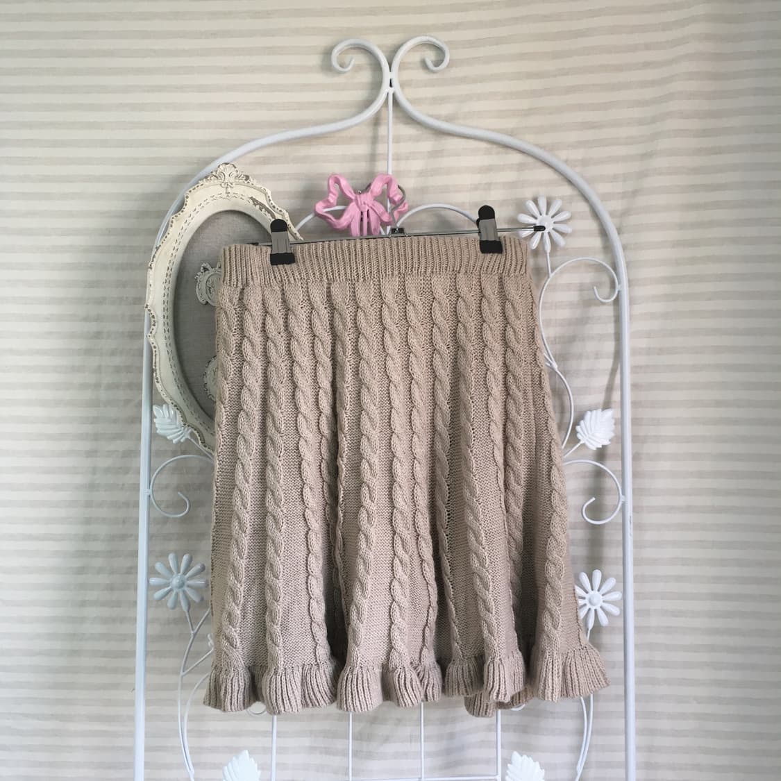 jpn vintage beige twist frill skirt 상품이미지1