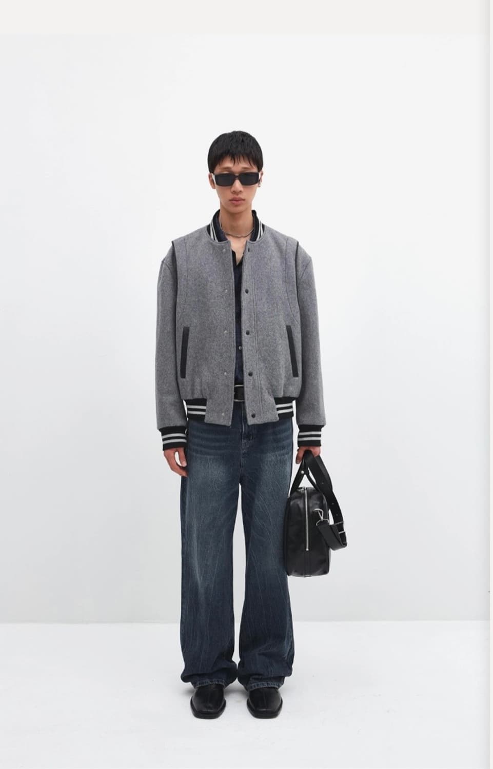 layered baseball jumper grey 스타디움 점퍼 그레이 상품이미지7