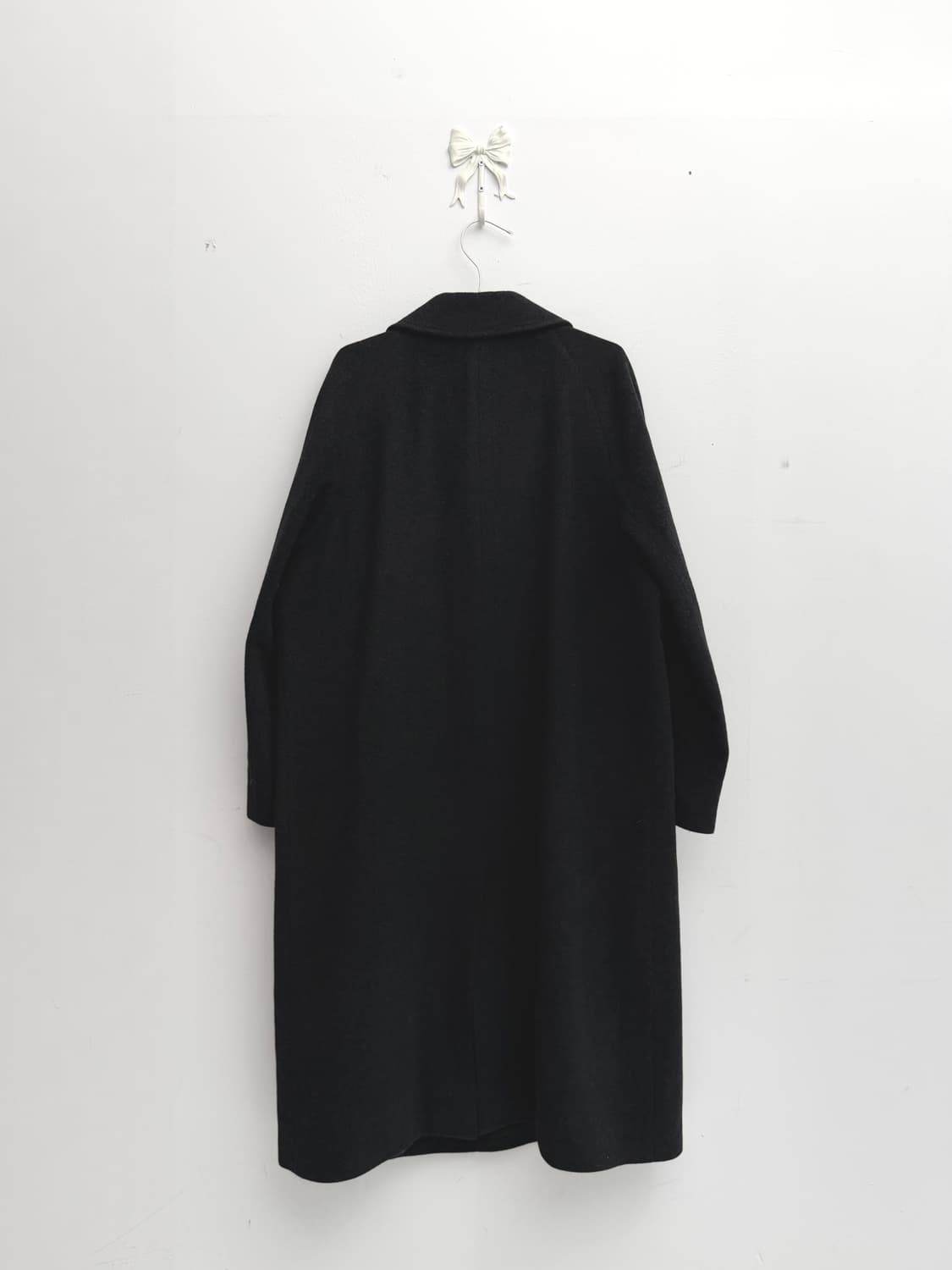 블랙 오버핏 롱 코트 상품이미지4