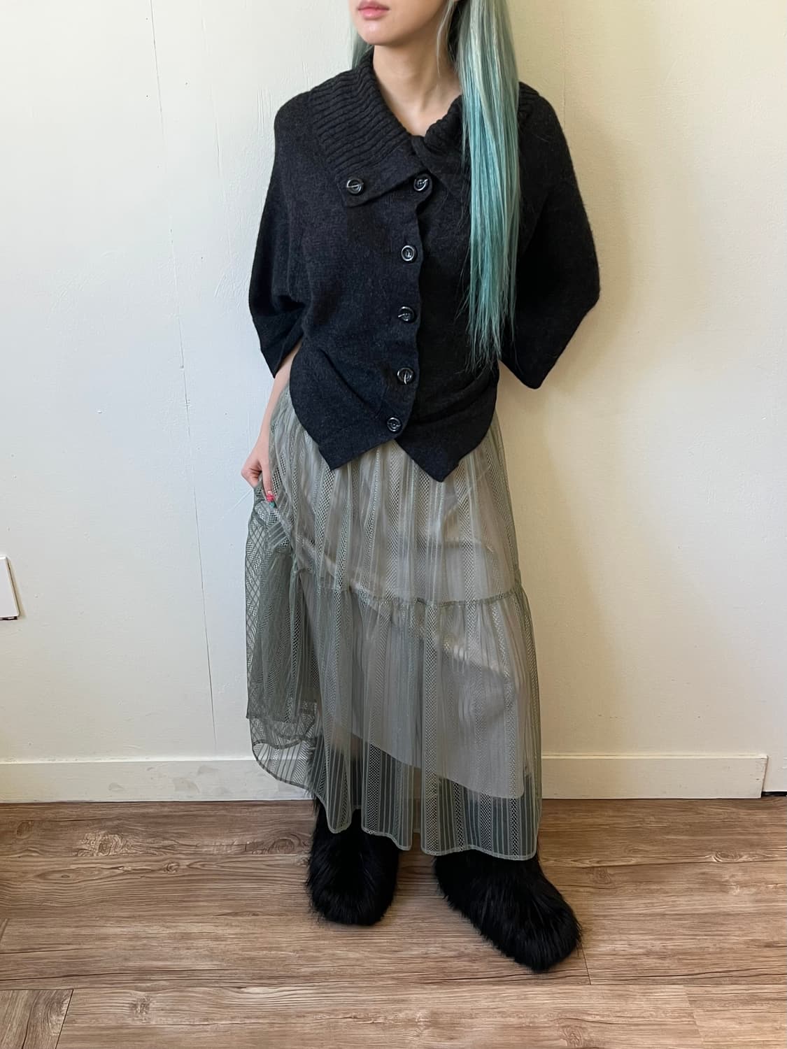 imana 버튼업 케이프 자켓 상품이미지5