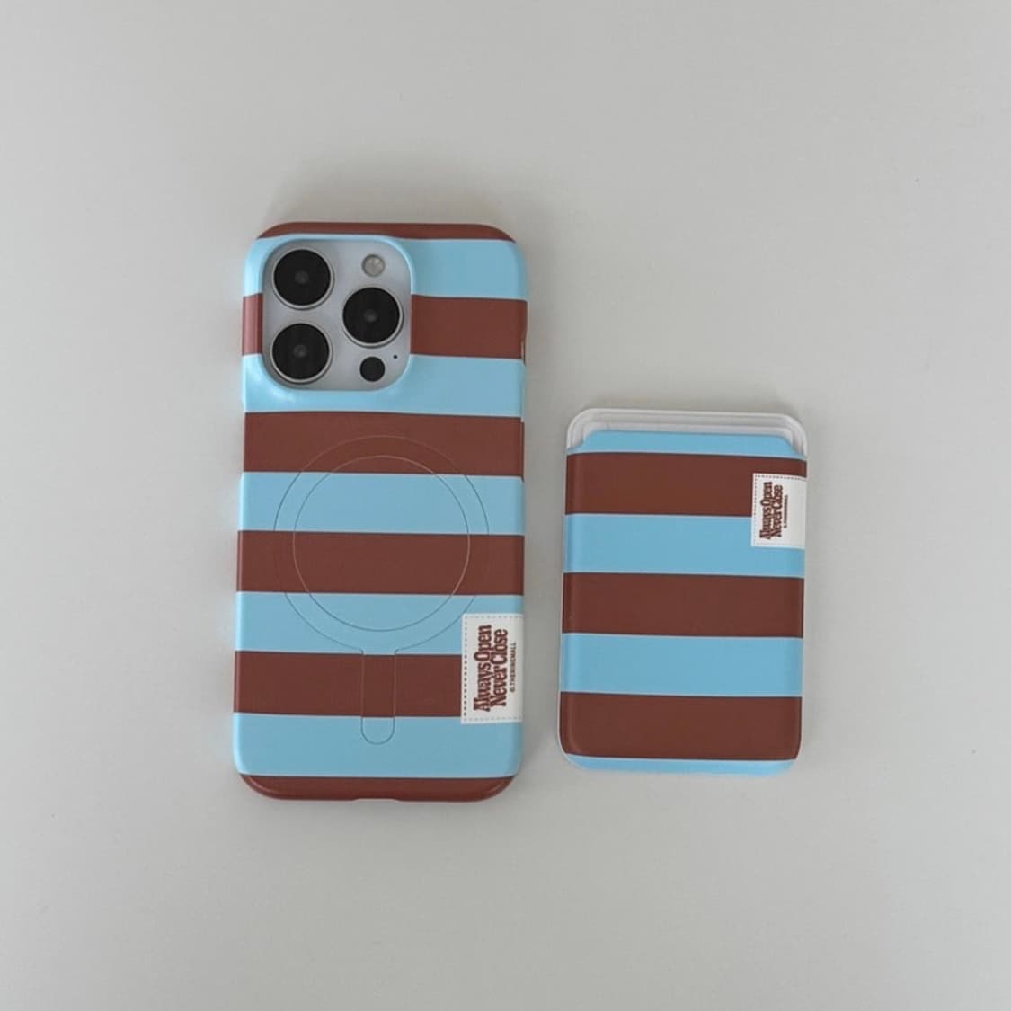 더나인몰 컬러링 스트라이프 라벨 케이스 + 카드슬롯 아이폰15 프로 상품이미지2