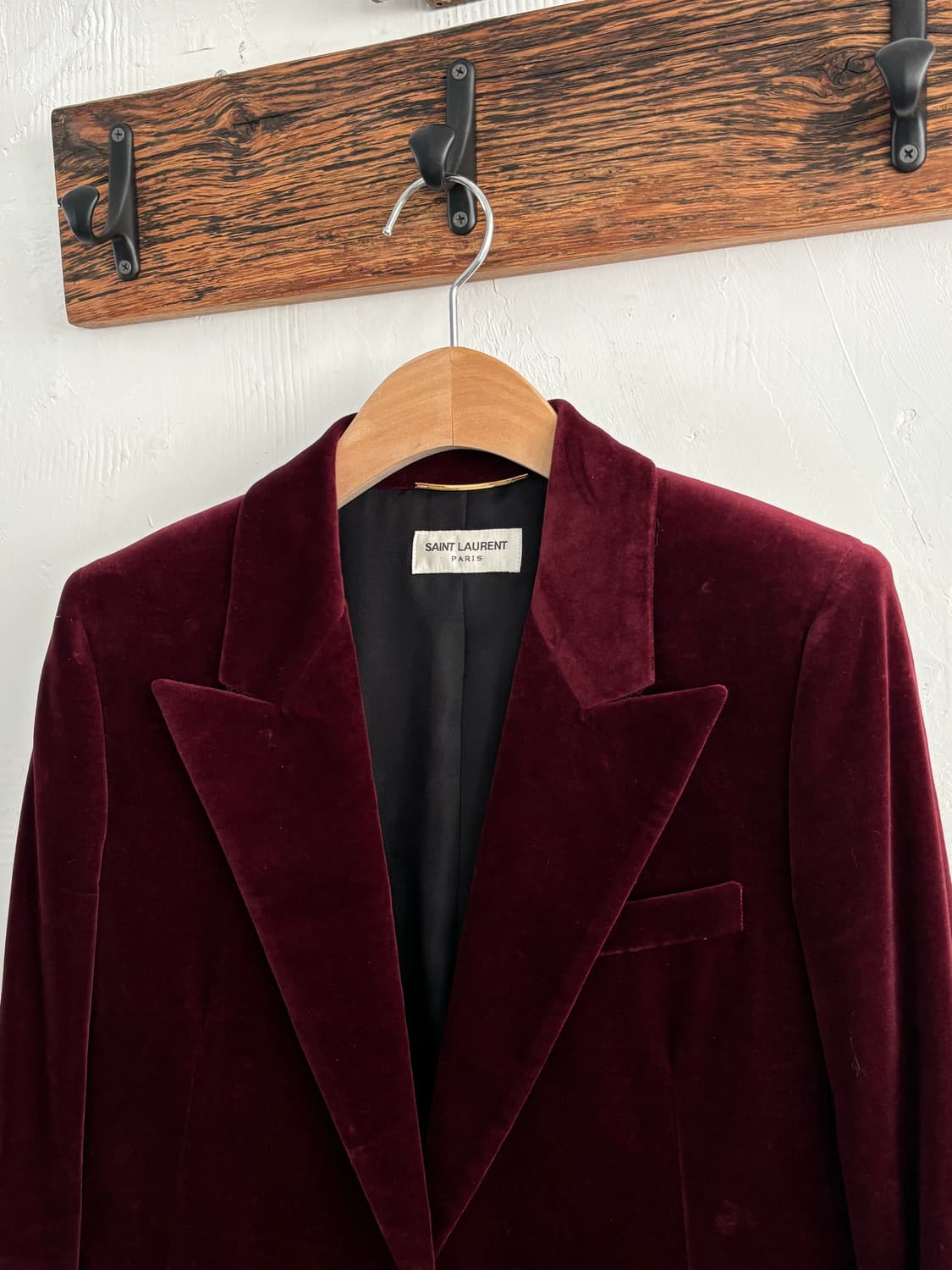 (새상품)Saint Laurent 생로랑 버건디 벨벳 싱글 블레이저 자켓 상품이미지3