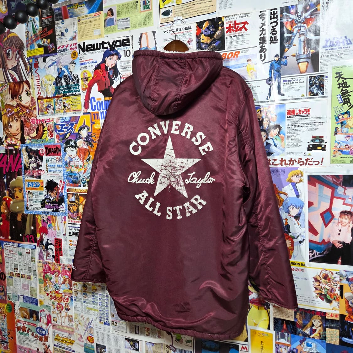 컨버스 일본판 뽀글이 프린팅 버건디 돕바 자켓  상품이미지6