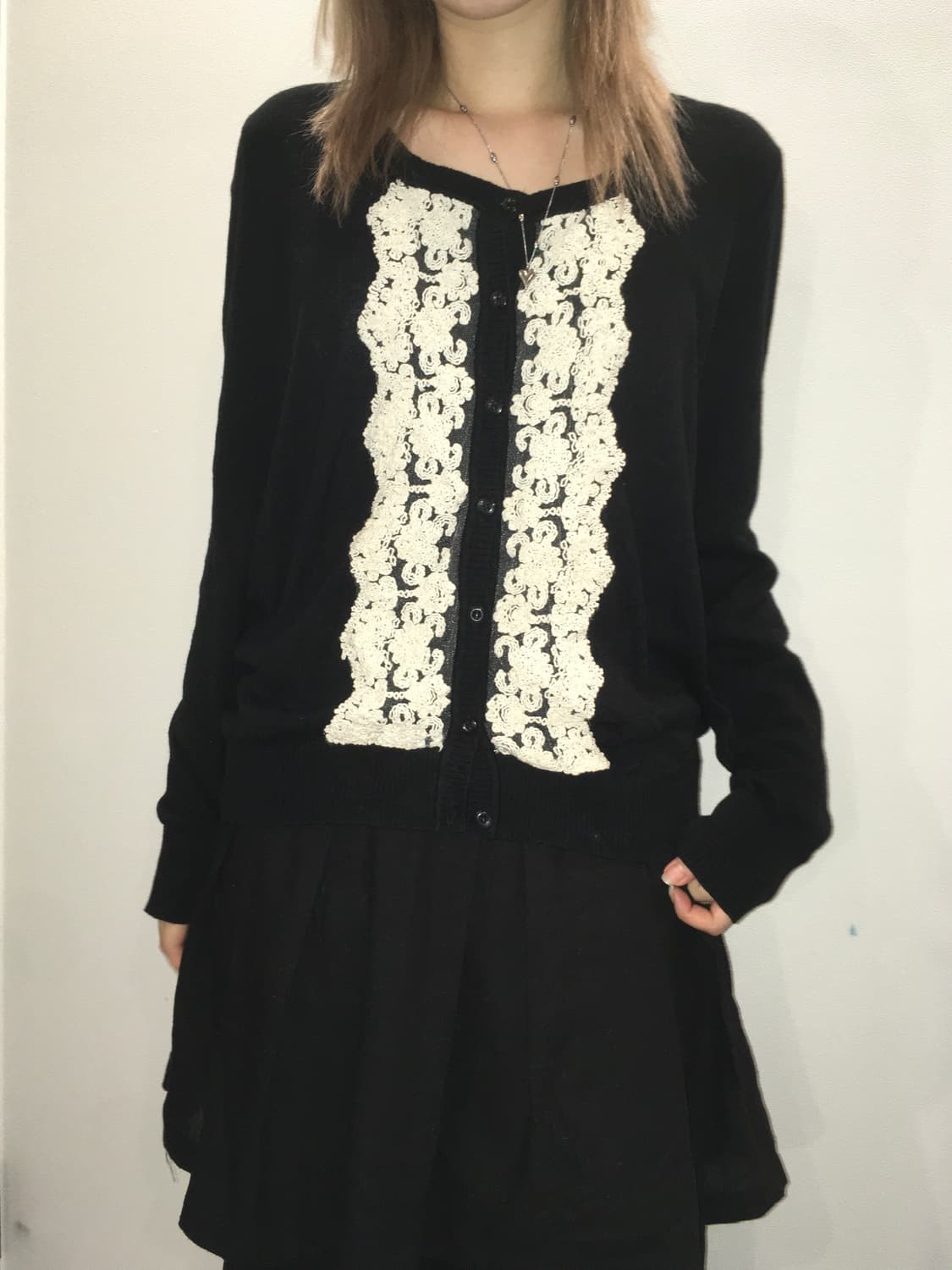 jpn vintage 블랙 레이스 가디건 상품이미지3