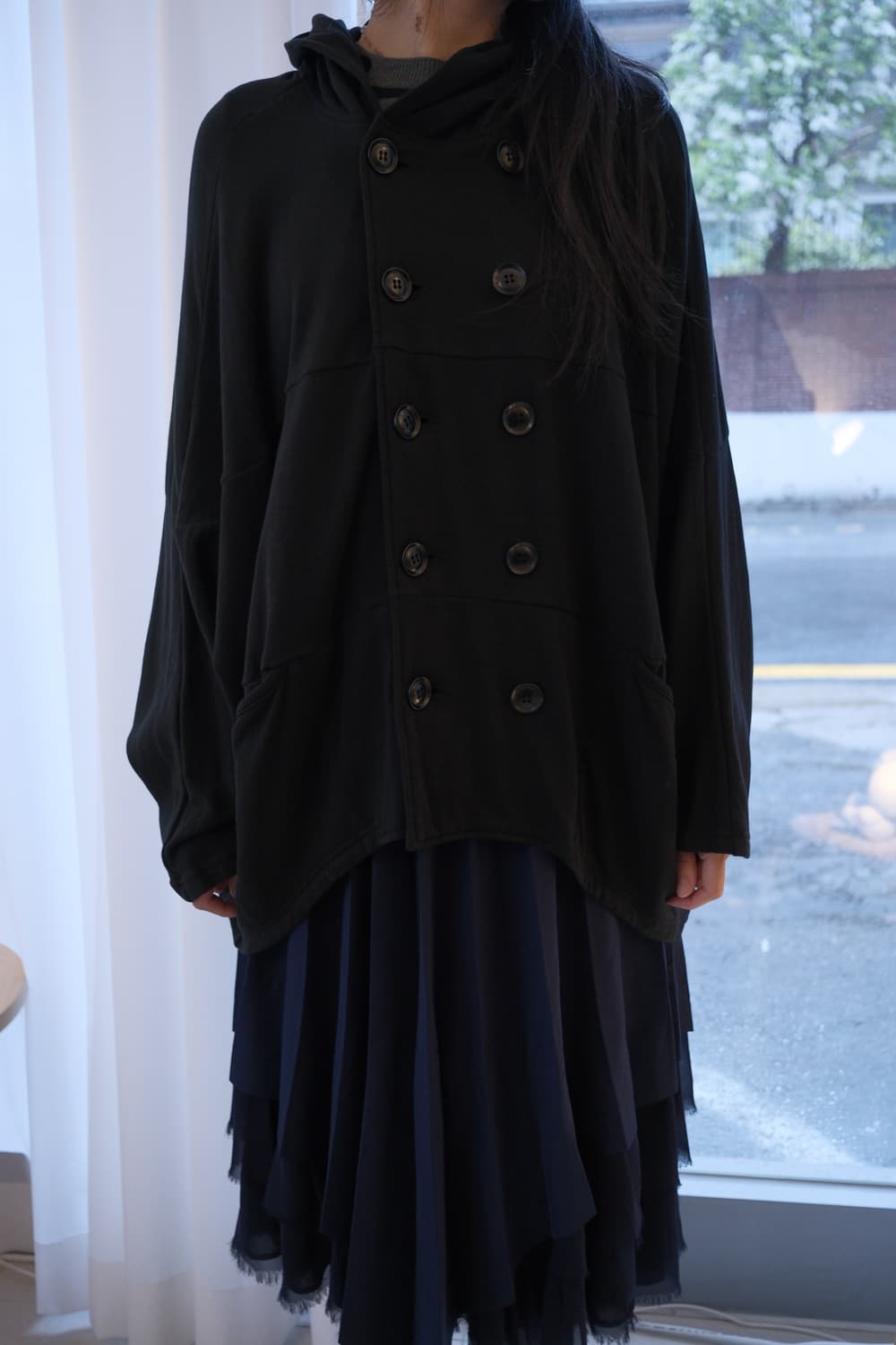 Dolman double breasted hood cardigan 상품이미지3