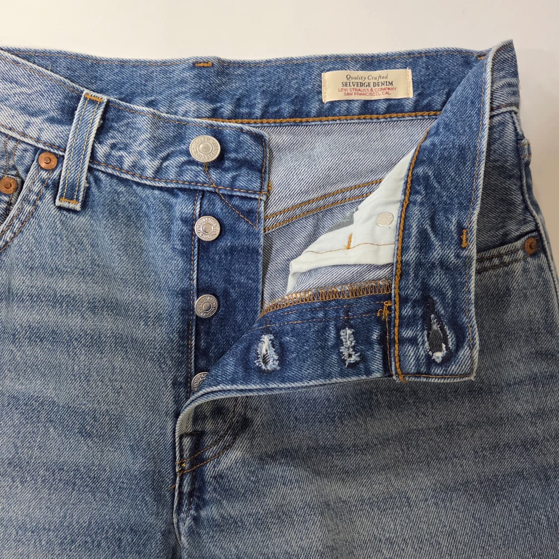 90s 리바이스 501 빅E 셀비지 연청 데님팬츠 26/30 상품이미지5