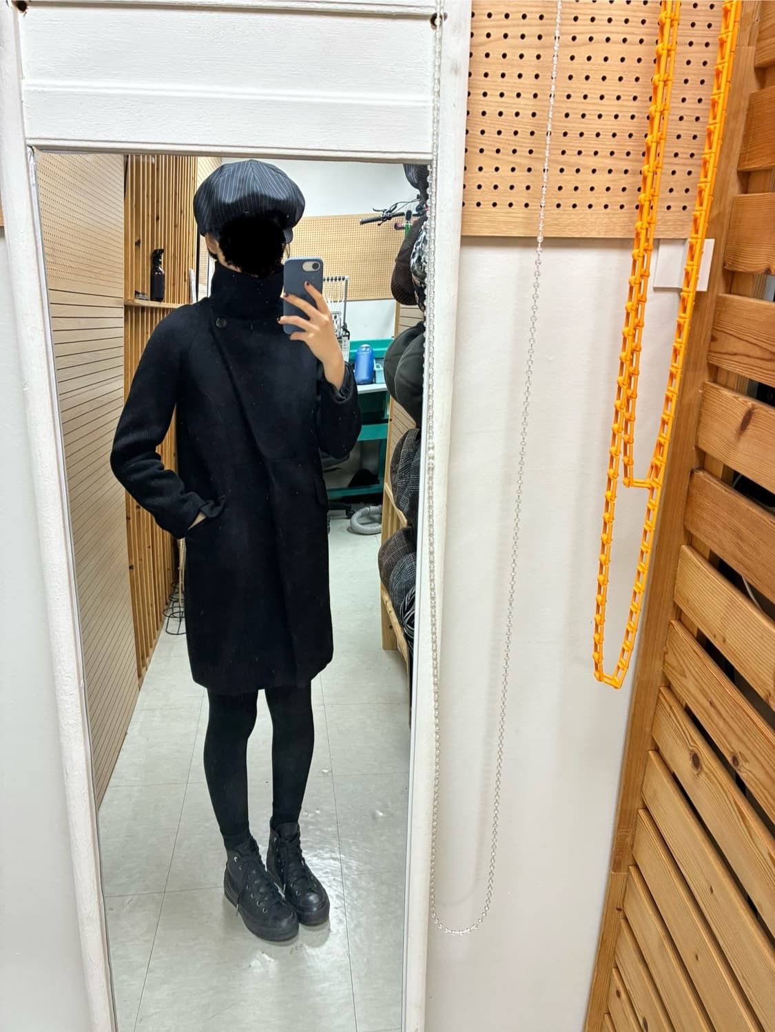 비대칭 절개 하이넥 울 코트 상품이미지8