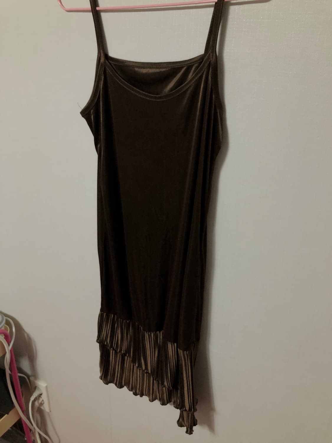 Dark Brown Satin Frill Slip 상품이미지4