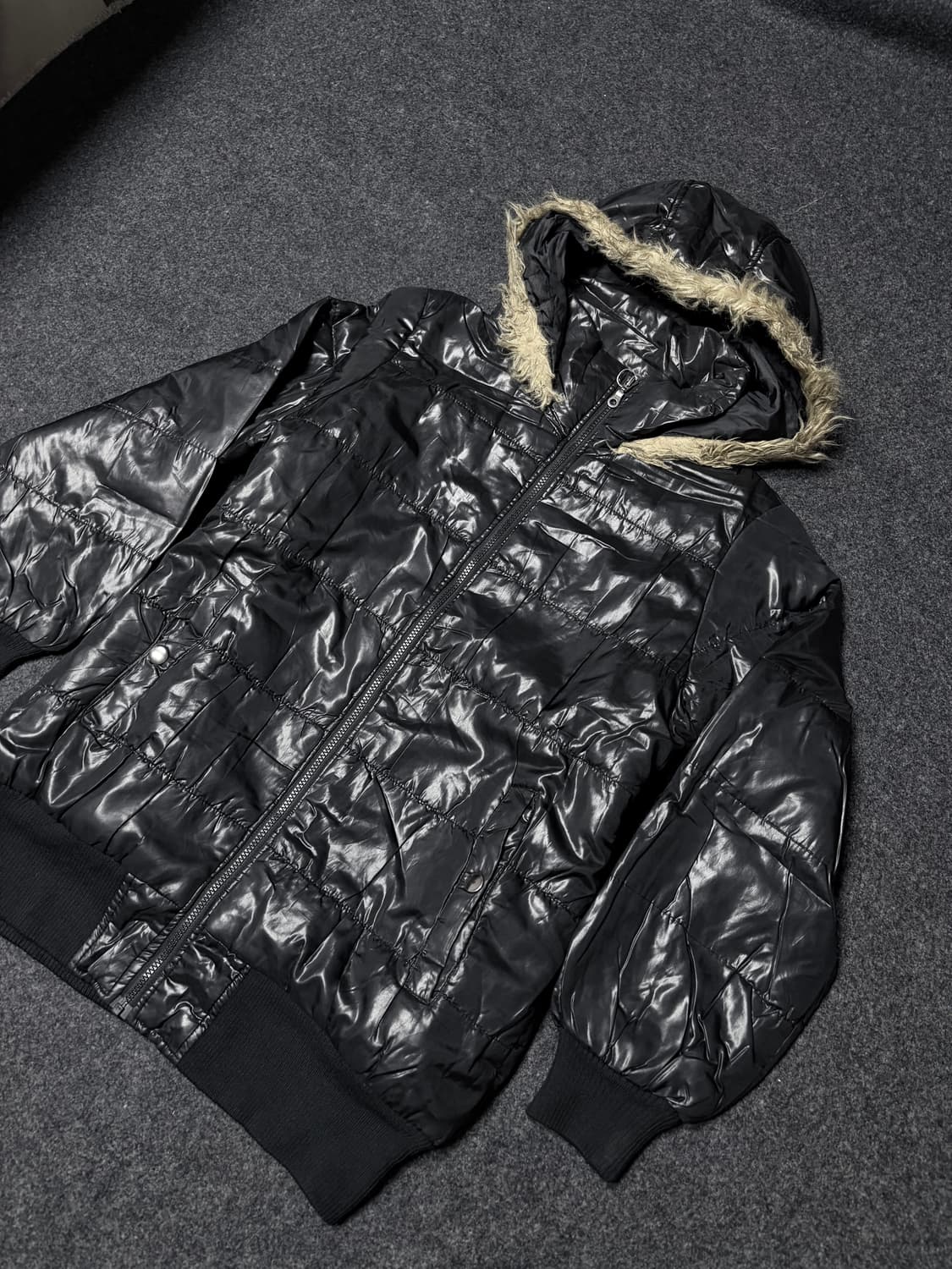 vintage 00's V-kei Punk fur hood parka 상품이미지2