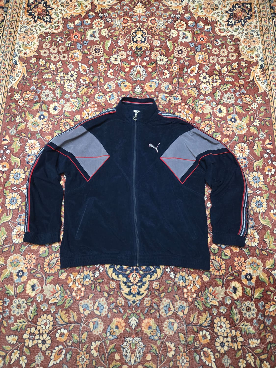 [90s XXL] Vintage 푸마 벨루어 사이드라인 트레이닝 자켓 상품이미지1