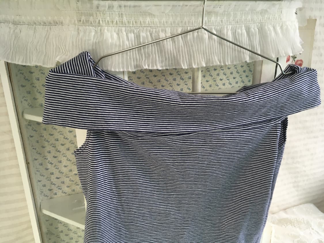 빈티지 스트라이프 오프숄더 딱붙 반팔 상품이미지6