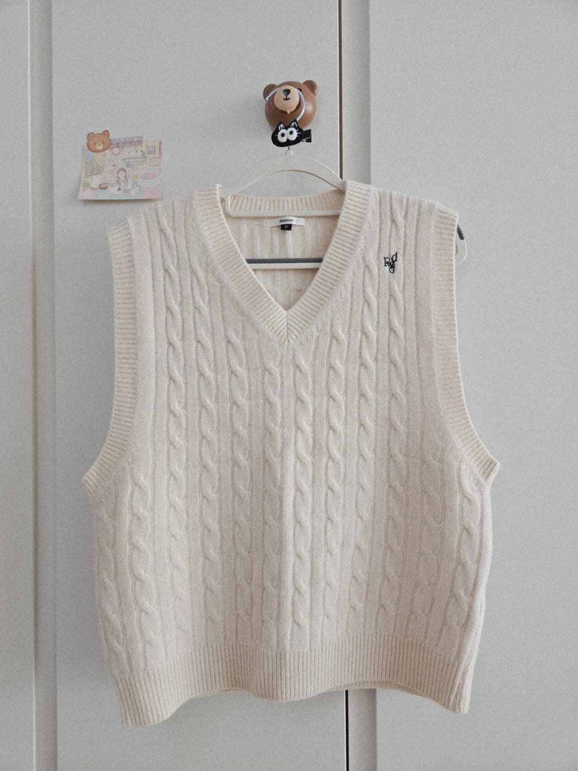 드파운드 아이보리 케이블 니트 베스트 상품이미지2