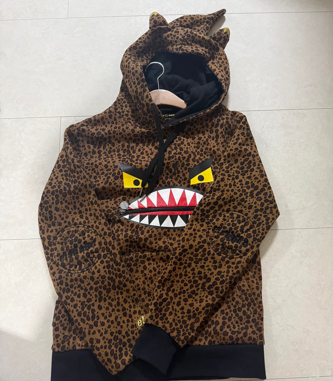 엘스팅코 후드티 레오파드 호피 후드 기모후드 갸루 귀 후드 상품이미지1