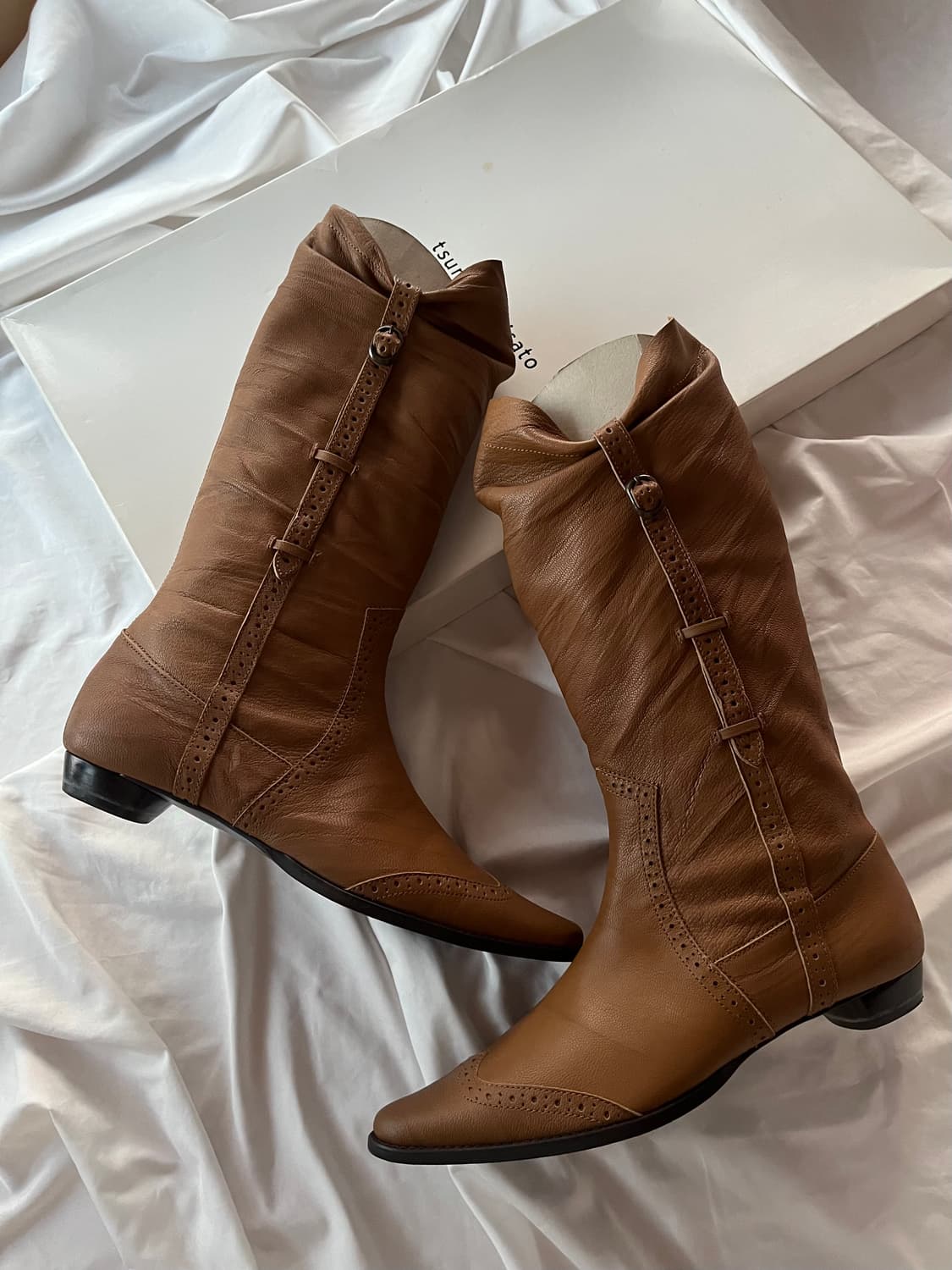 츠모리 치사토 웨스턴 버클 스트랩 소가죽 레더 부츠 상품이미지5