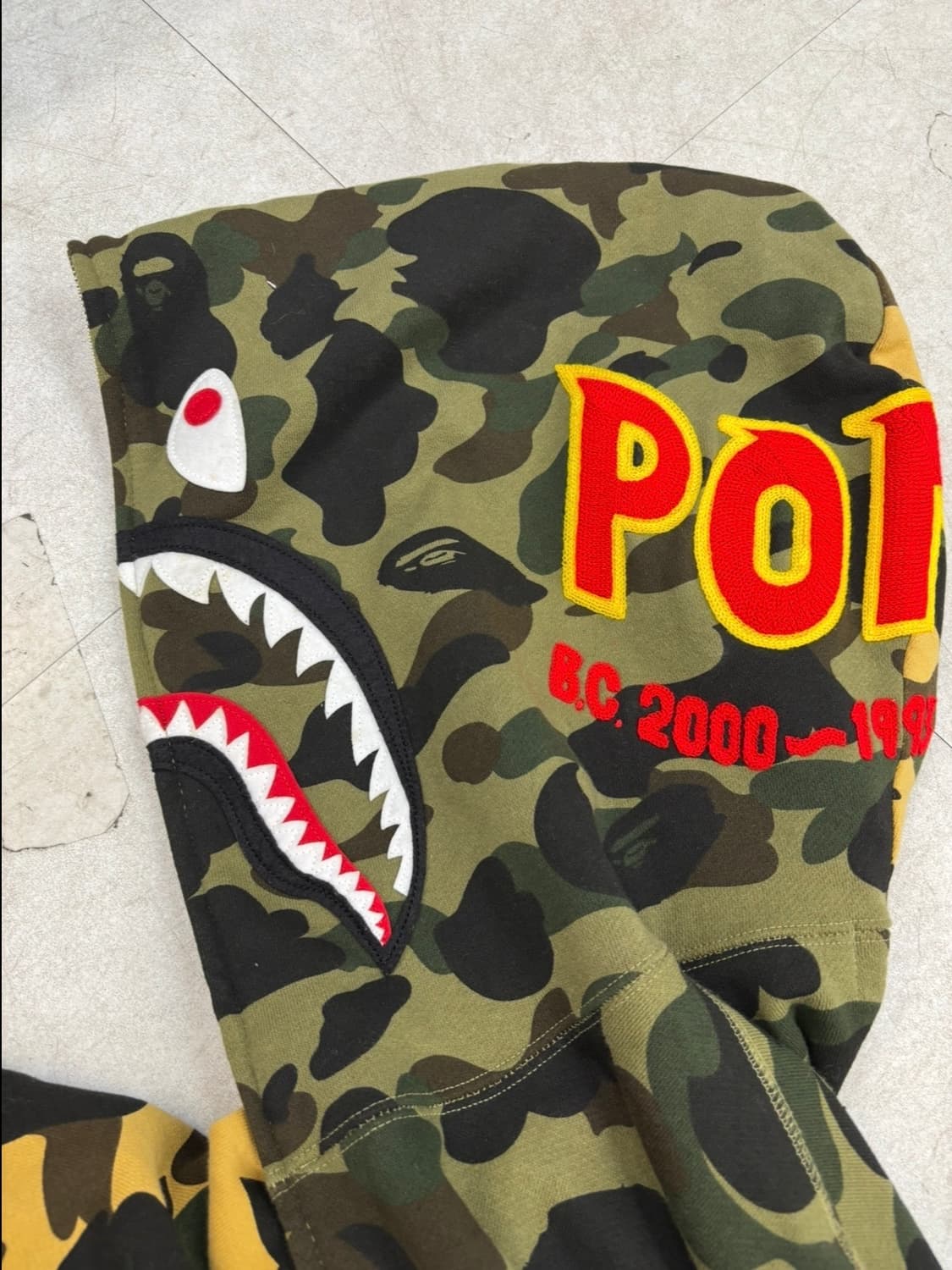 베이프 반반 샤크 후드집업 녹계 황계 2xl 상품이미지3