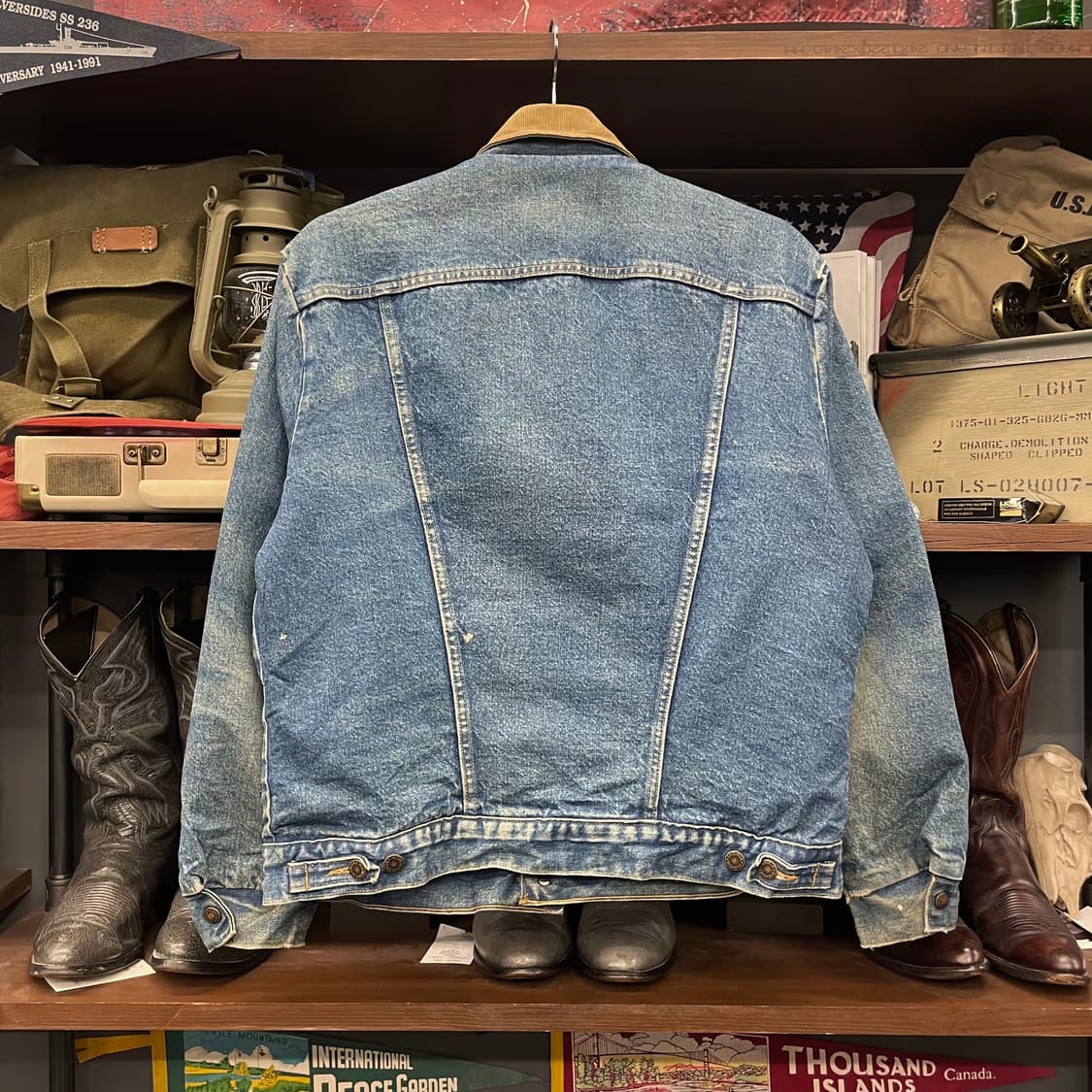80s 랭글러 워시드 블랭킷 코듀넥 데님 자켓 / 크롭 자켓 상품이미지2