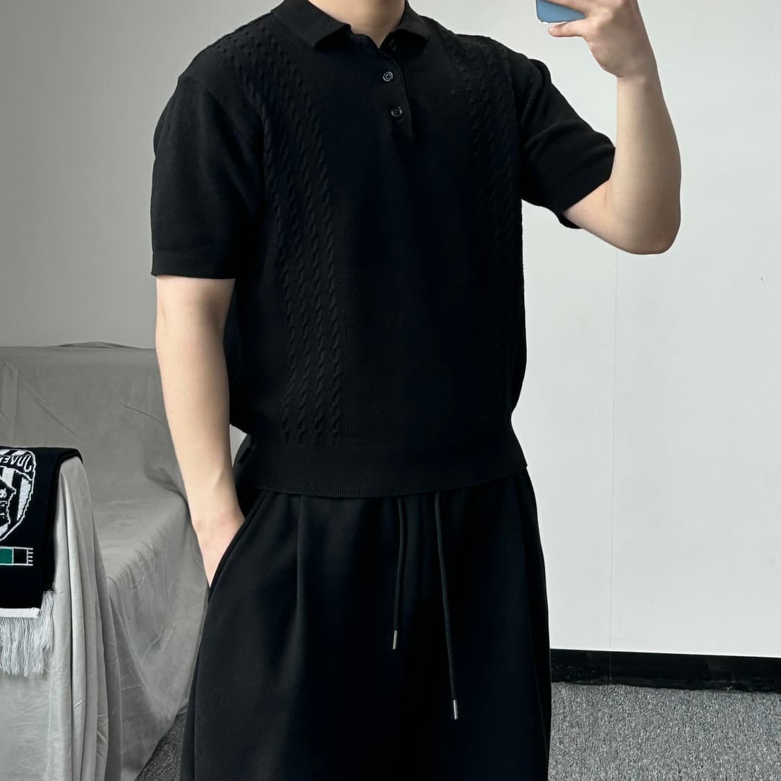 커버낫 블랙 케이블 니트 반팔 상품이미지8