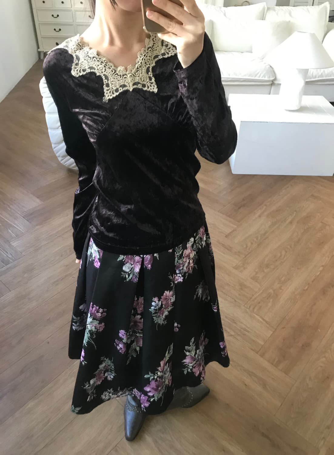 vintage velvet lace top 상품이미지7