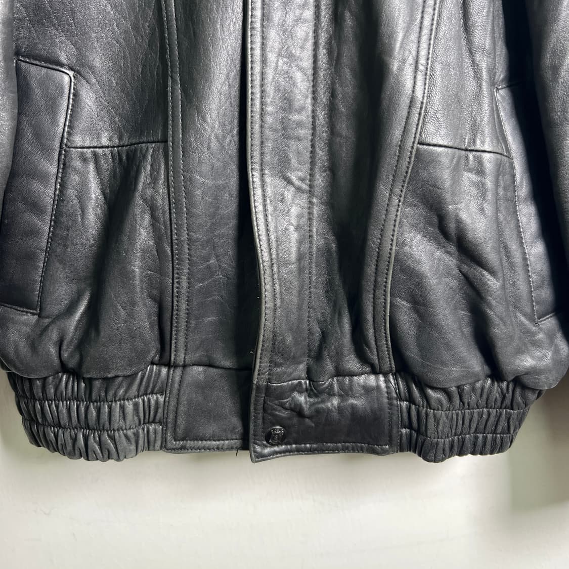 VTG 빈티지 블랙 양가죽 하이넥 봄버 자켓 L 상품이미지5