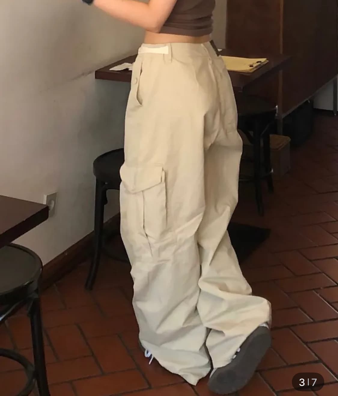 Ootj 카고 면 팬츠 베이지 s 상품이미지2