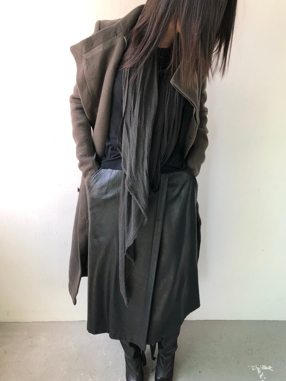 꼼데가르송 트리콧 1996aw 레이가와쿠보 아카이브 레더 스커트 상품이미지5