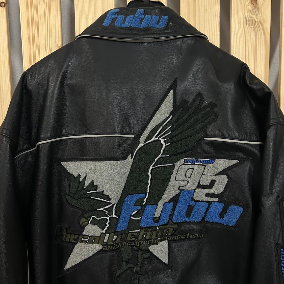 (L) FuBu 90s푸부 가죽 바시티 자켓 상품이미지2