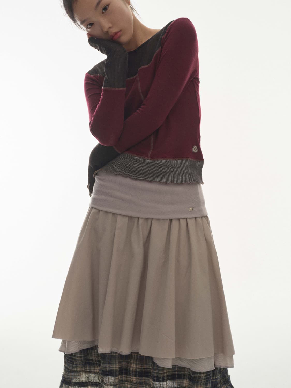 NET STITCH LONGSLEEVES PLUM RED 상품이미지3