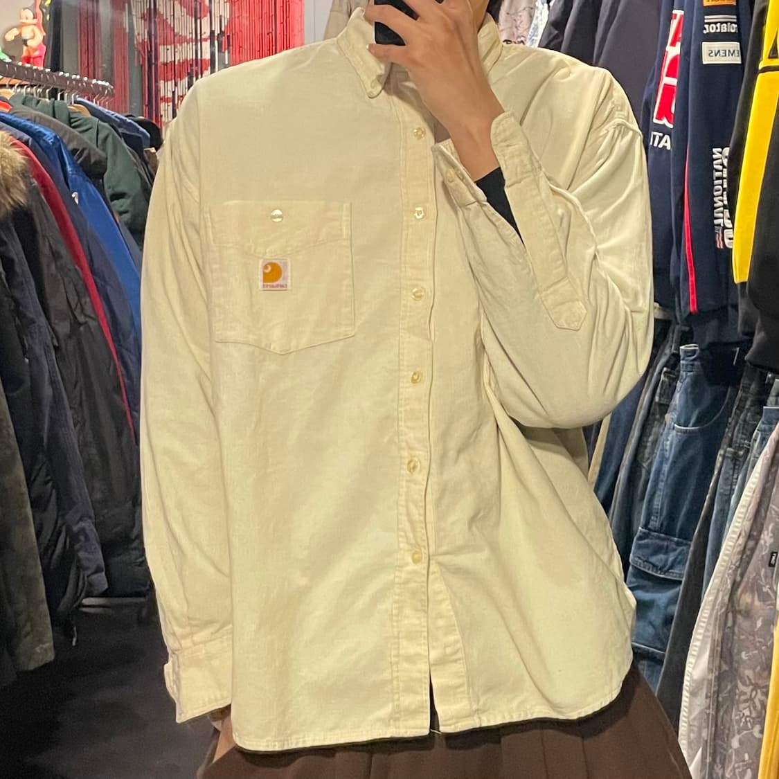 [IM] carhartt 칼하트 라이트옐로우 코듀로이 셔츠 상품이미지1