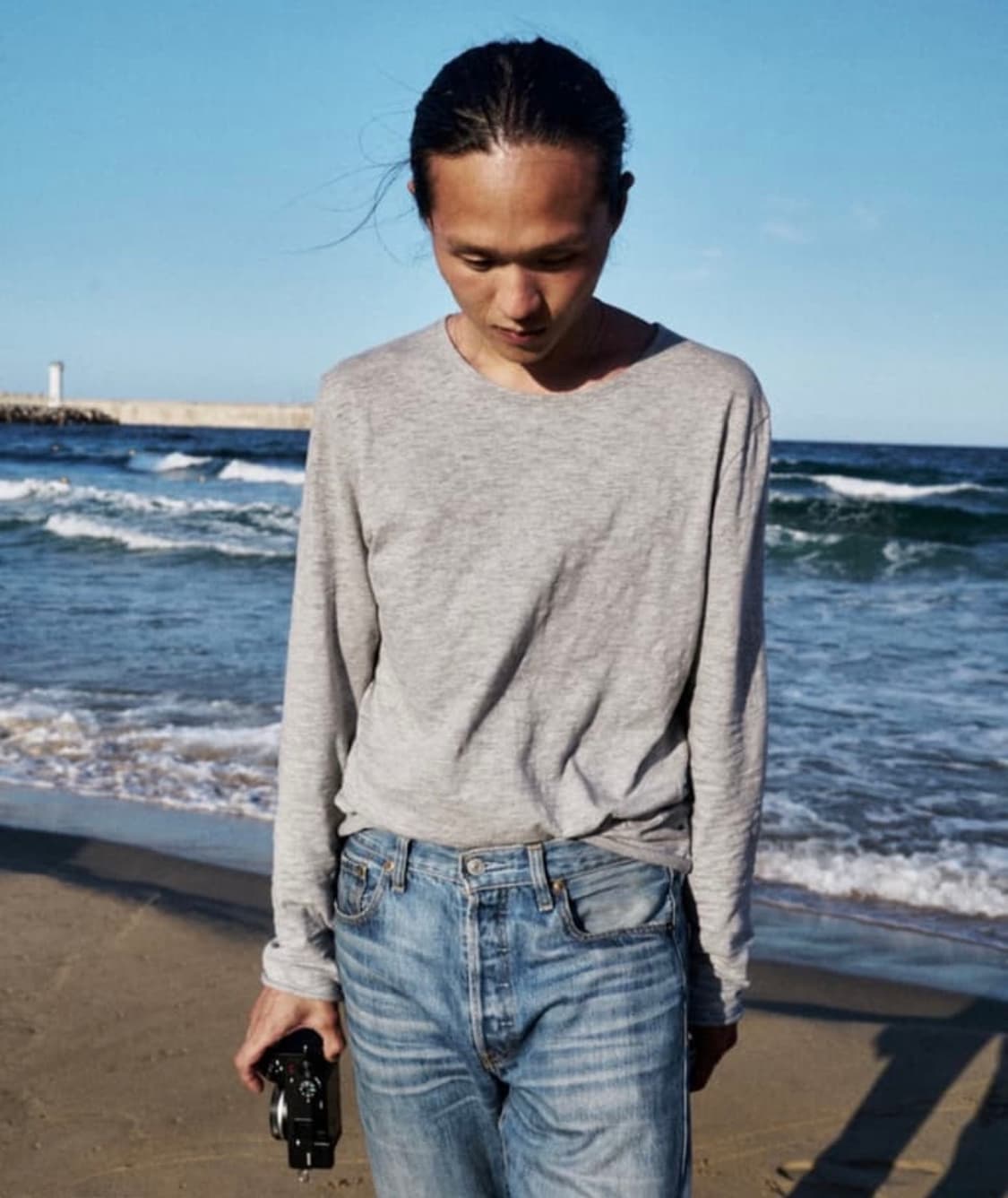 모노프리베 롱슬리브 멜란지 그레이 1사이즈 상품이미지1