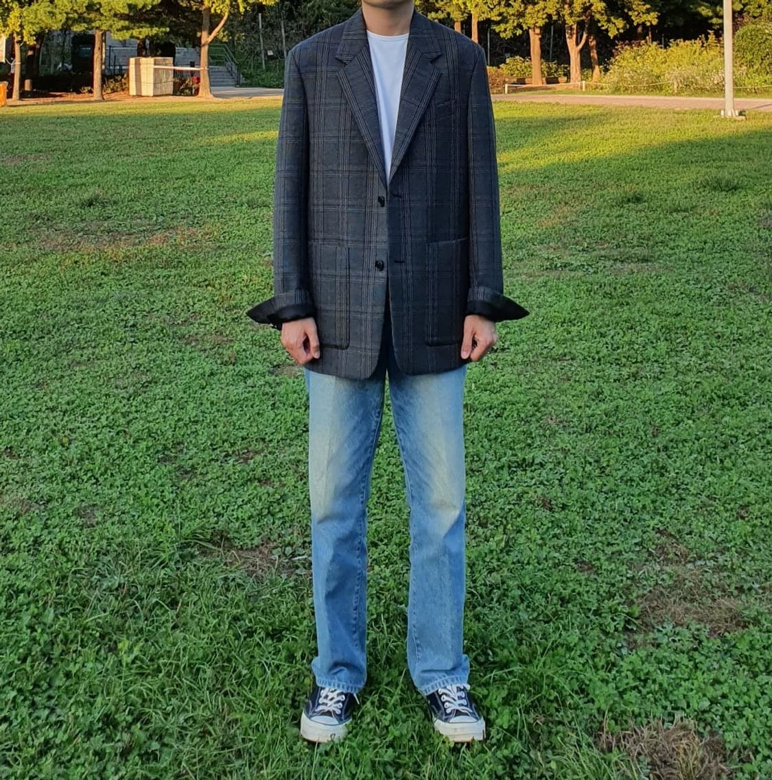 솔리드옴므 체크 블레이저 48(100) 상품이미지2