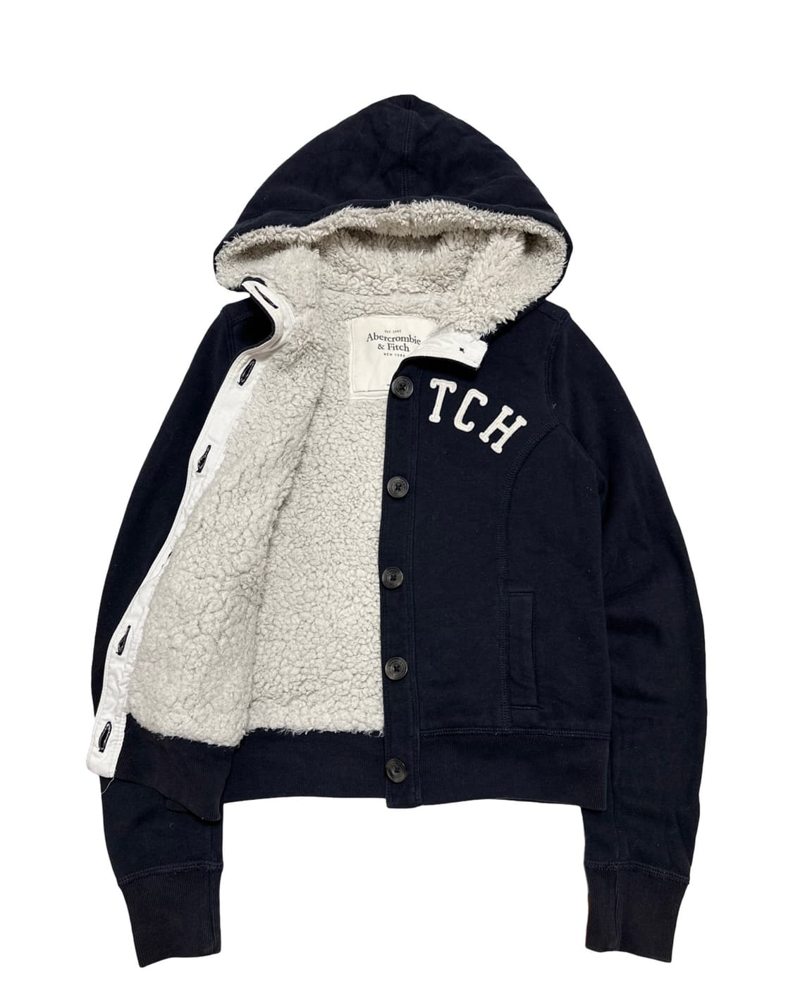 아베크롬비 안감 털 버튼 네이비 후드집업 상품이미지2
