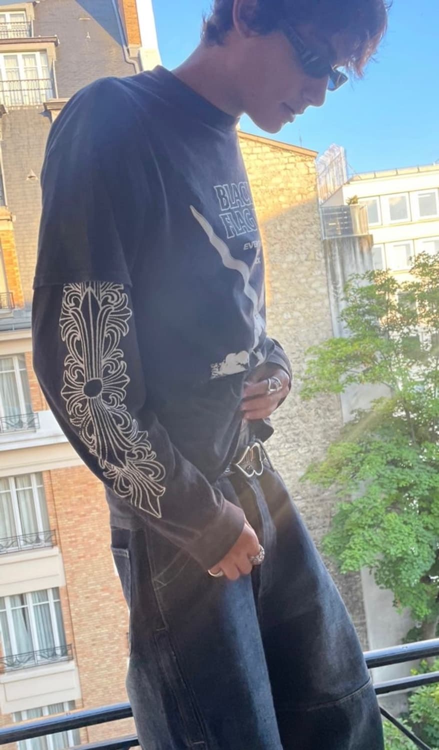 90’s 올드 크롬하츠 플로랄 롱슬리브 티셔츠 USA Made 상품이미지10