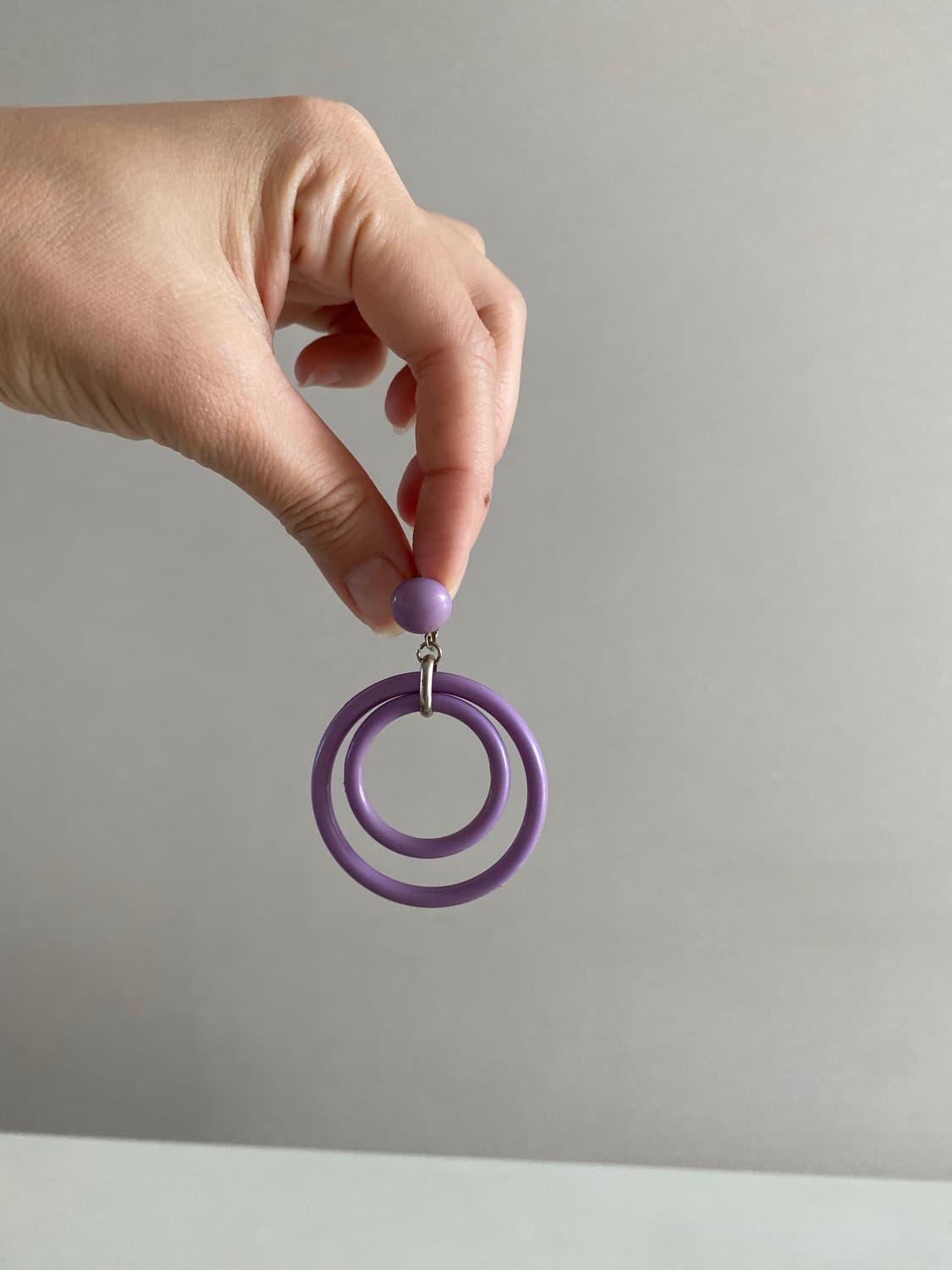 일본 수입 라일락 더블 링 귀걸이 (스크류 클립형)   상품이미지3