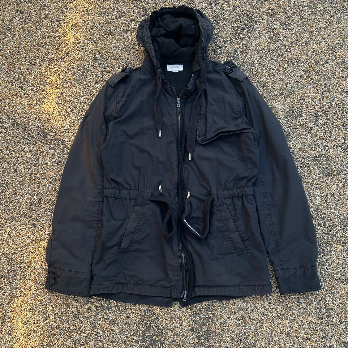 디젤(DISEL) 블랙 후드 바람막이 자켓 상품이미지1