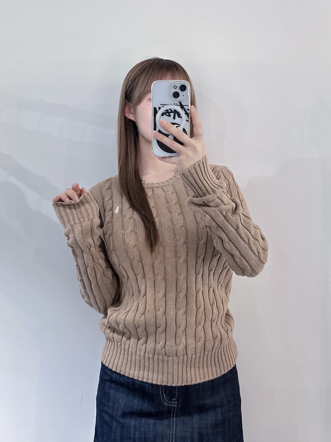 폴로랄프로렌 화이트포니 베이지 케이블 니트 상품이미지1