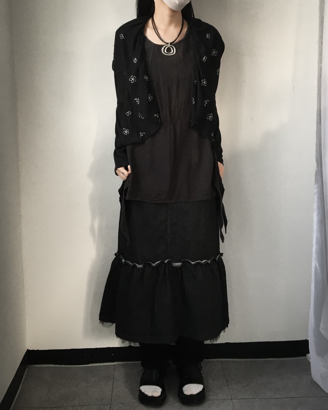 Lace trimming denim skirt 상품이미지5